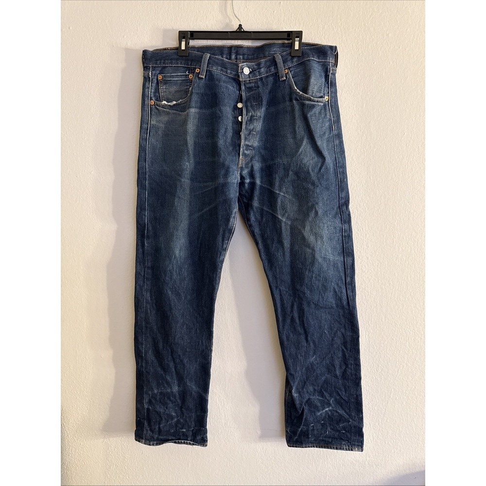 Levi's 501 button fly‎ jeans original Baden Wash Blue denim mens 38x32